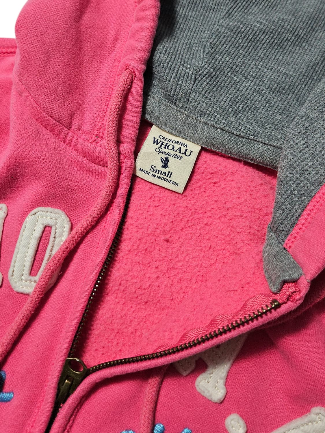 후아유 대장급 스펠아웃 로고 핑크 후드집업 S 상품이미지4