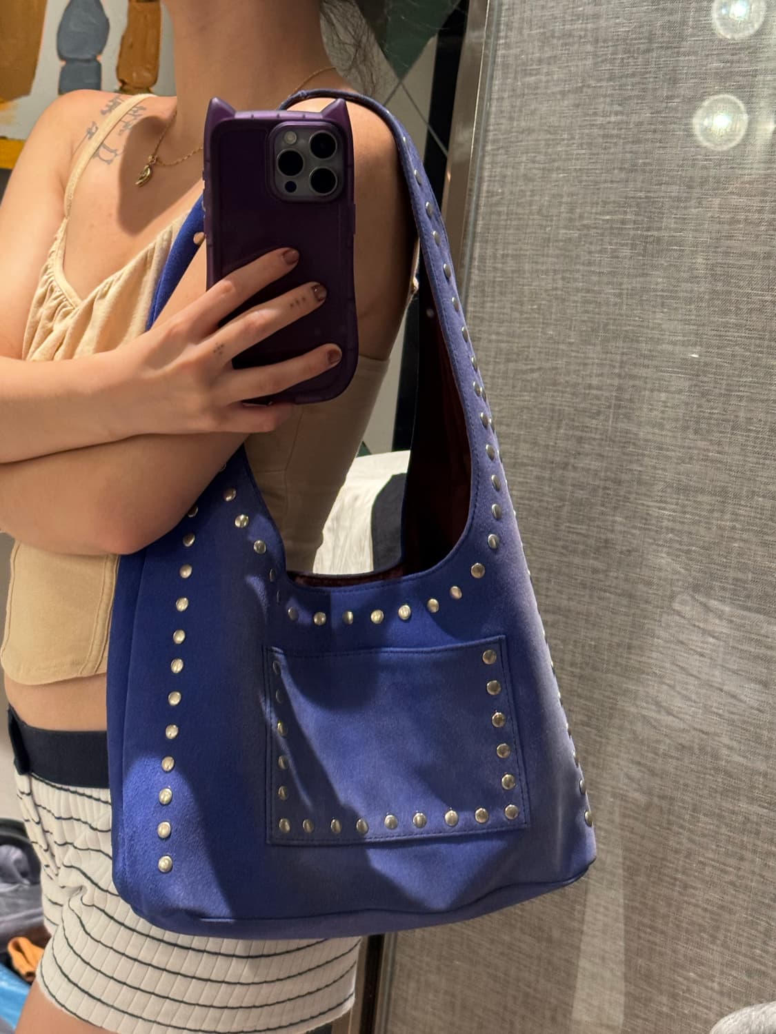 Handmade Studded Suede Bag 상품이미지9