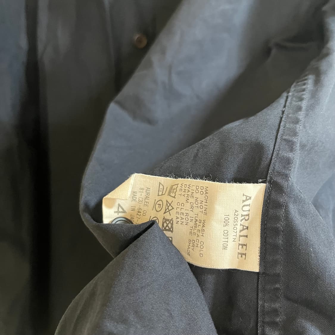 Auralee 오라리 워시드 핀스 트윌 셔츠 네이비 상품이미지4