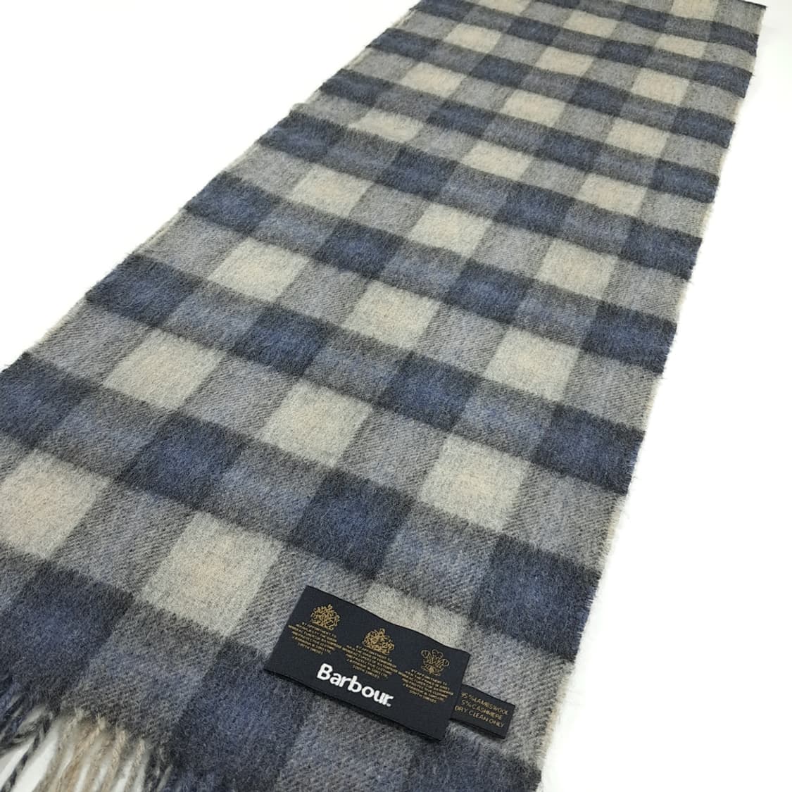 MX247 바버 네이비잉크 버팔로체크 램스울 캐시미어 목도리 머플러 상품이미지2