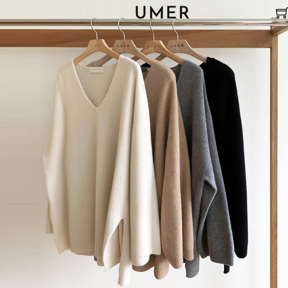 유메르(UMER) 캐시 루즈 홀가먼트 니트 프리사이즈 상품이미지4