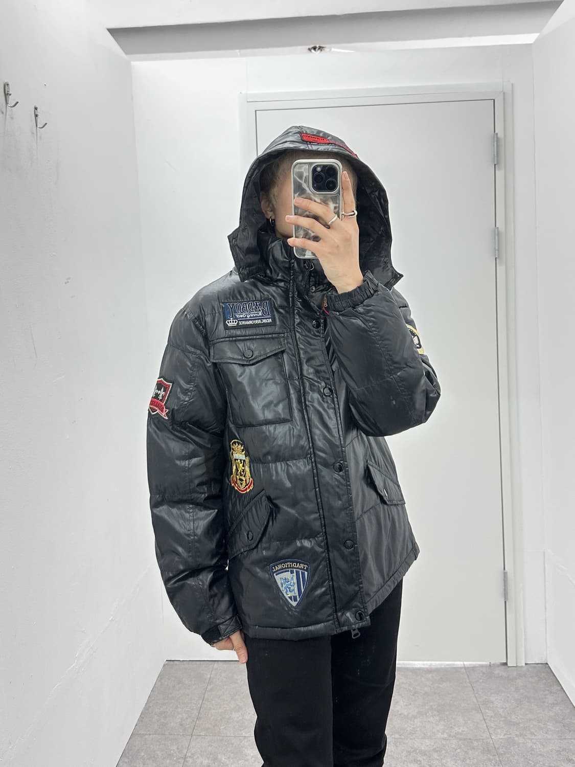 BAD BOY patch detail padding jacket 상품이미지1