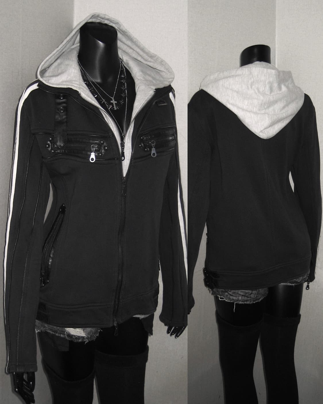 In the attic 인더아틱 후드 버클 봄버 자켓 펑크 상품이미지1