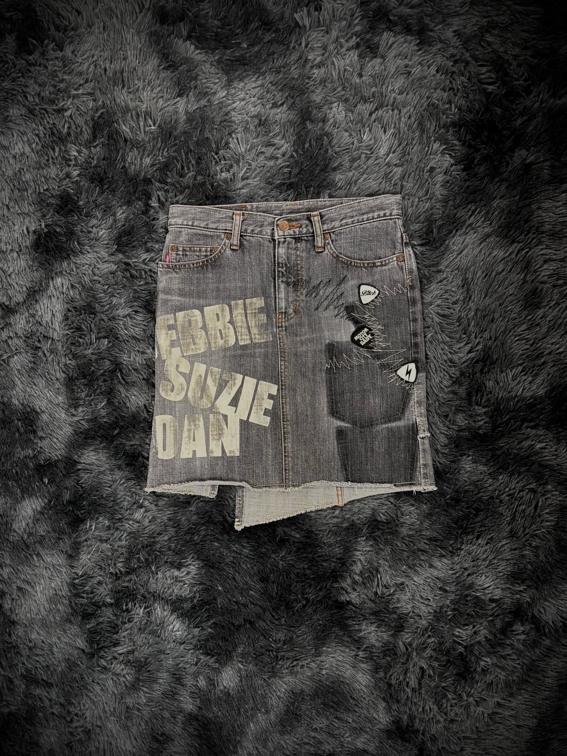 Hysteric Glamour 언발 피크 자수 흑청 데님숏스커트 상품이미지1