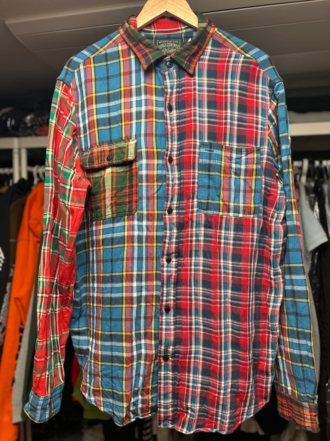 랄프로렌 패치워크 플란넬 크레이지 패턴 워크셔츠 XL 상품이미지3