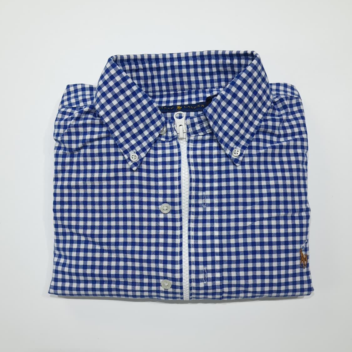 CK066 FREE 폴로 90s 리메이크 블루 깅엄체크 크롭 셔츠 상품이미지6