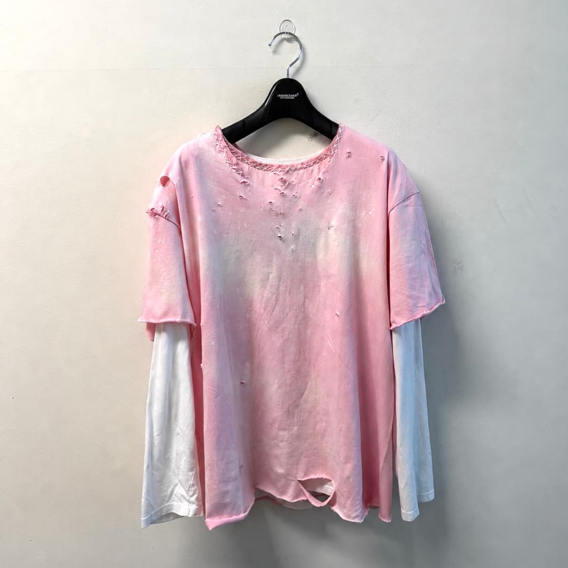 빈티지 페이딩 pink+white 색감 distressed 티셔츠 상품이미지1