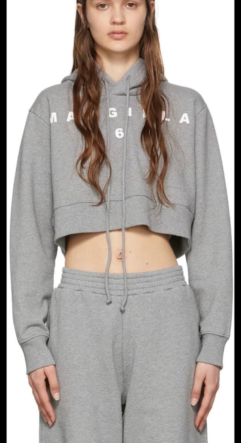 MM6 SSENSE 익스클루시브 에디션 크롭 로고 프린팅 후드티 XL 상품이미지1