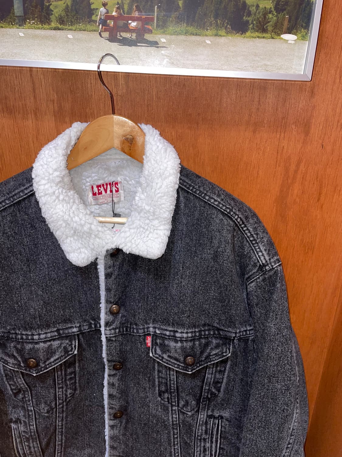 (XL) 80s USA Levi's 리바이스 쉐르파 데님 자켓 흑청 상품이미지6