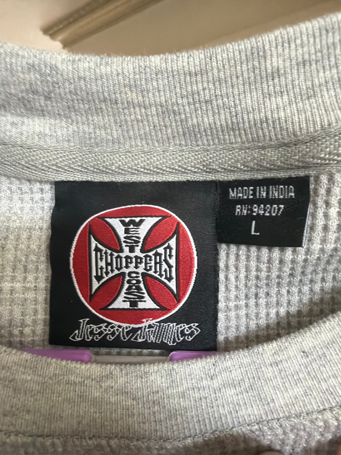 West Coast Choppers 그레이 와플 롱슬리브 상품이미지2