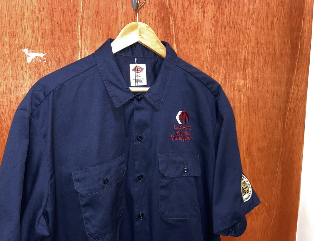 (XL) Dickies 디키즈 반팔 워크 셔츠 패치 네이비 상품이미지2