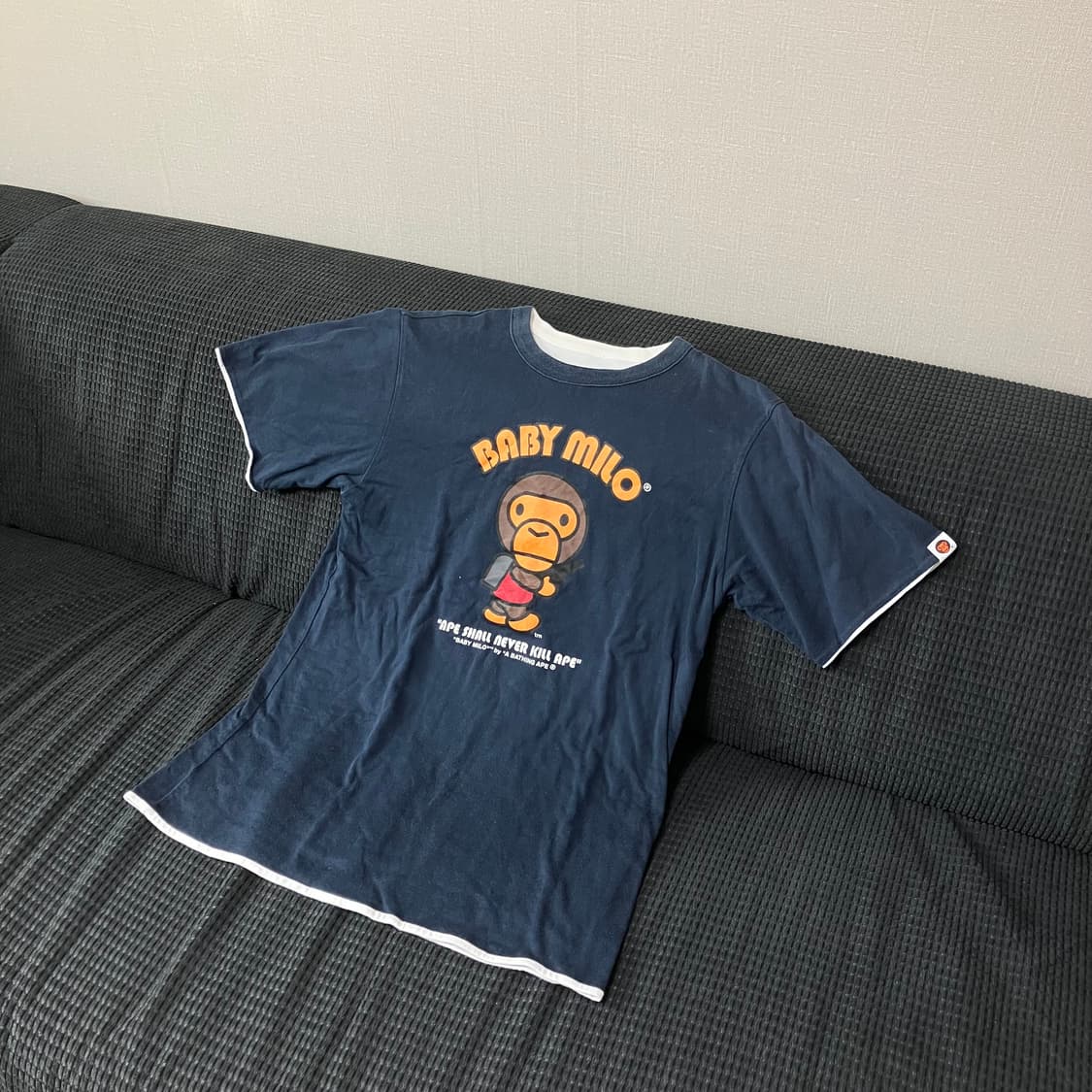 리버시블 베이비 마일로 양면 티셔츠 Navy/White 상품이미지1