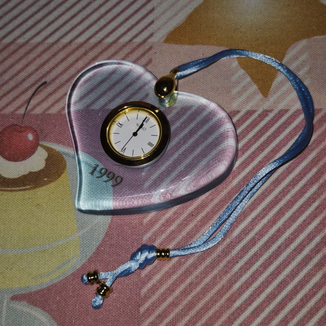 90s 일본 와코 크리스탈 하트 행잉 시계 상품이미지8