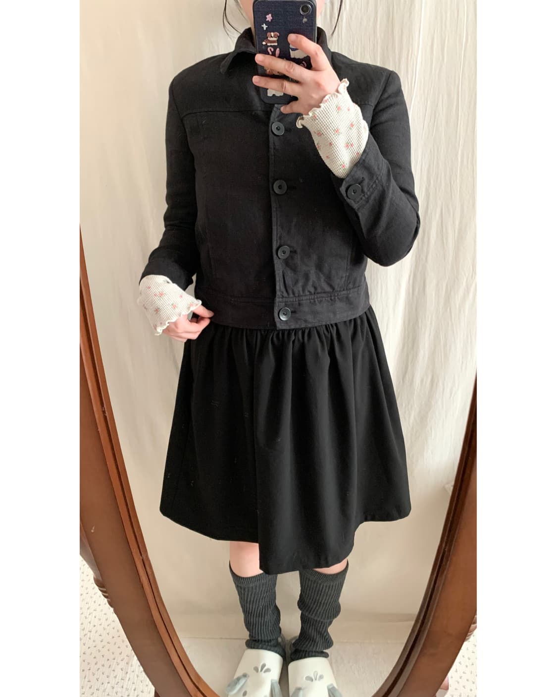 블랙 린넨 크롭 자켓 상품이미지1