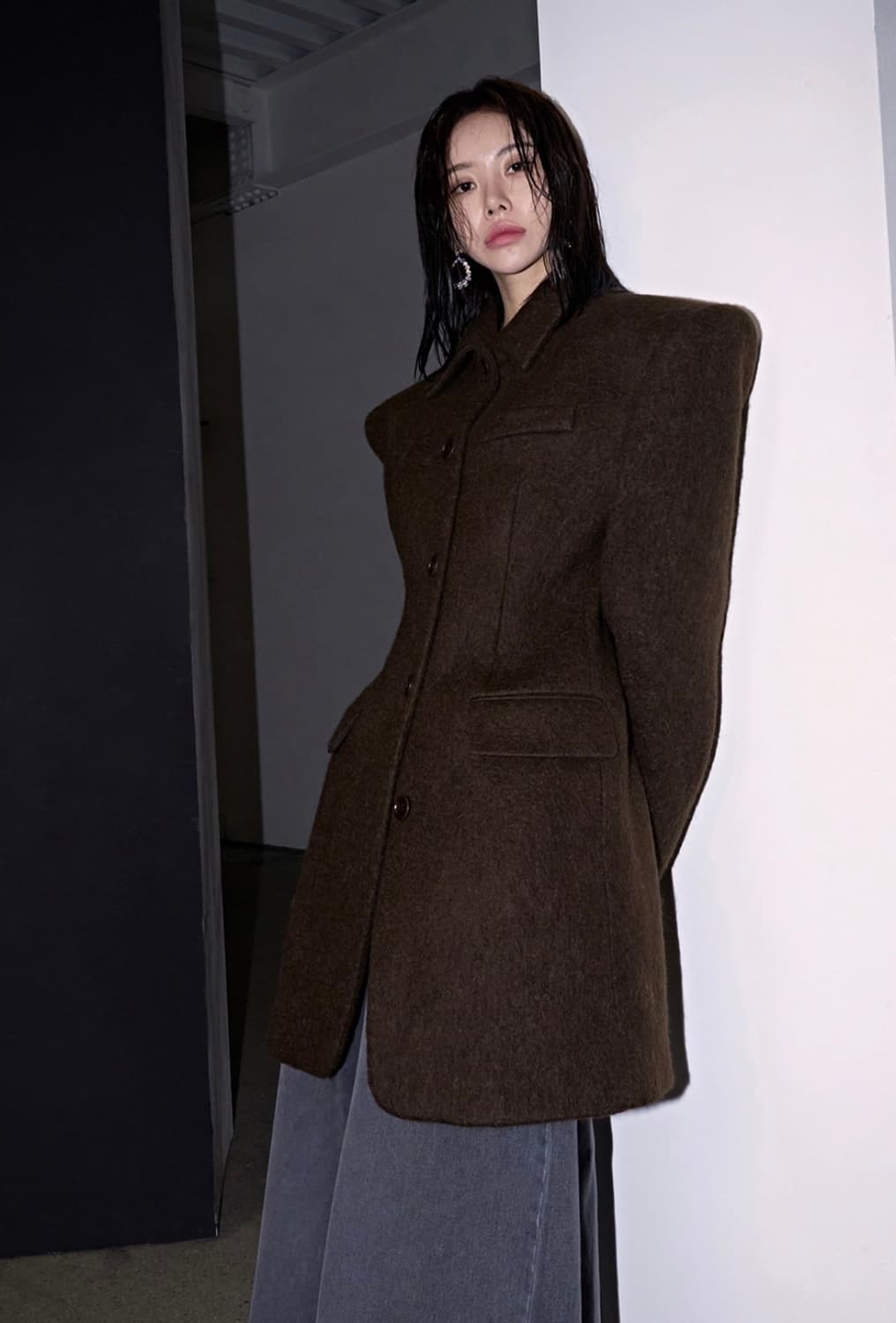 랑거 langer 싱클레어 울 알파카 블렌드 코트 브라운 컬러 상품이미지1