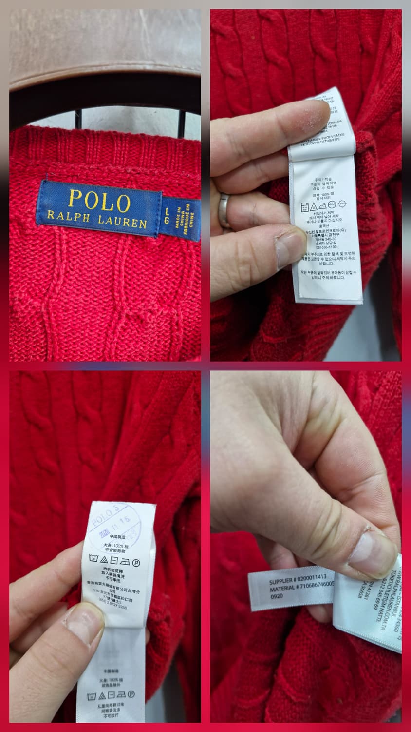 100L 폴로랄프로렌 케이블 니트 레드. 상품이미지9