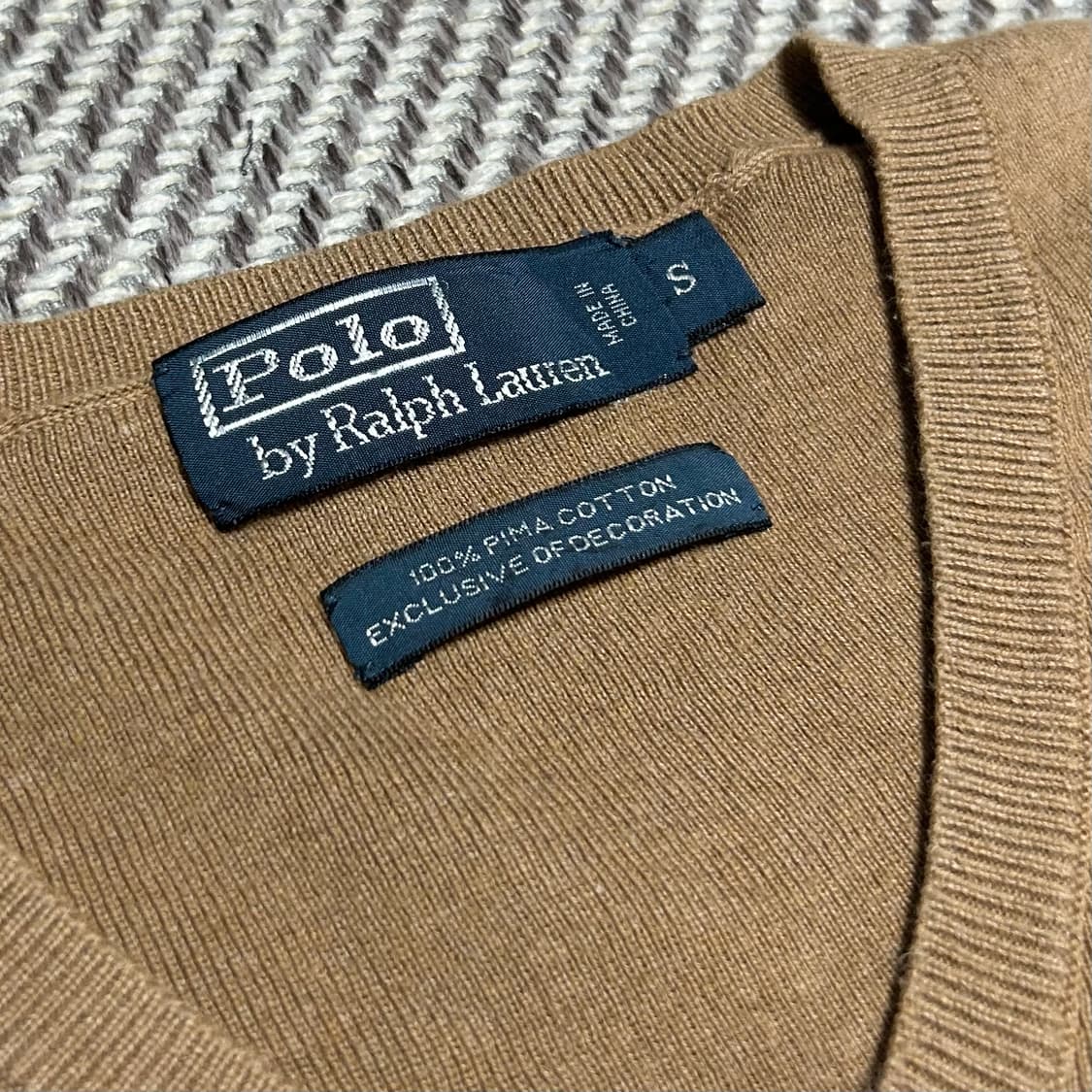 [M] Polo 폴로 랄프로렌 베이지 브이넥 코튼 니트 상품이미지4