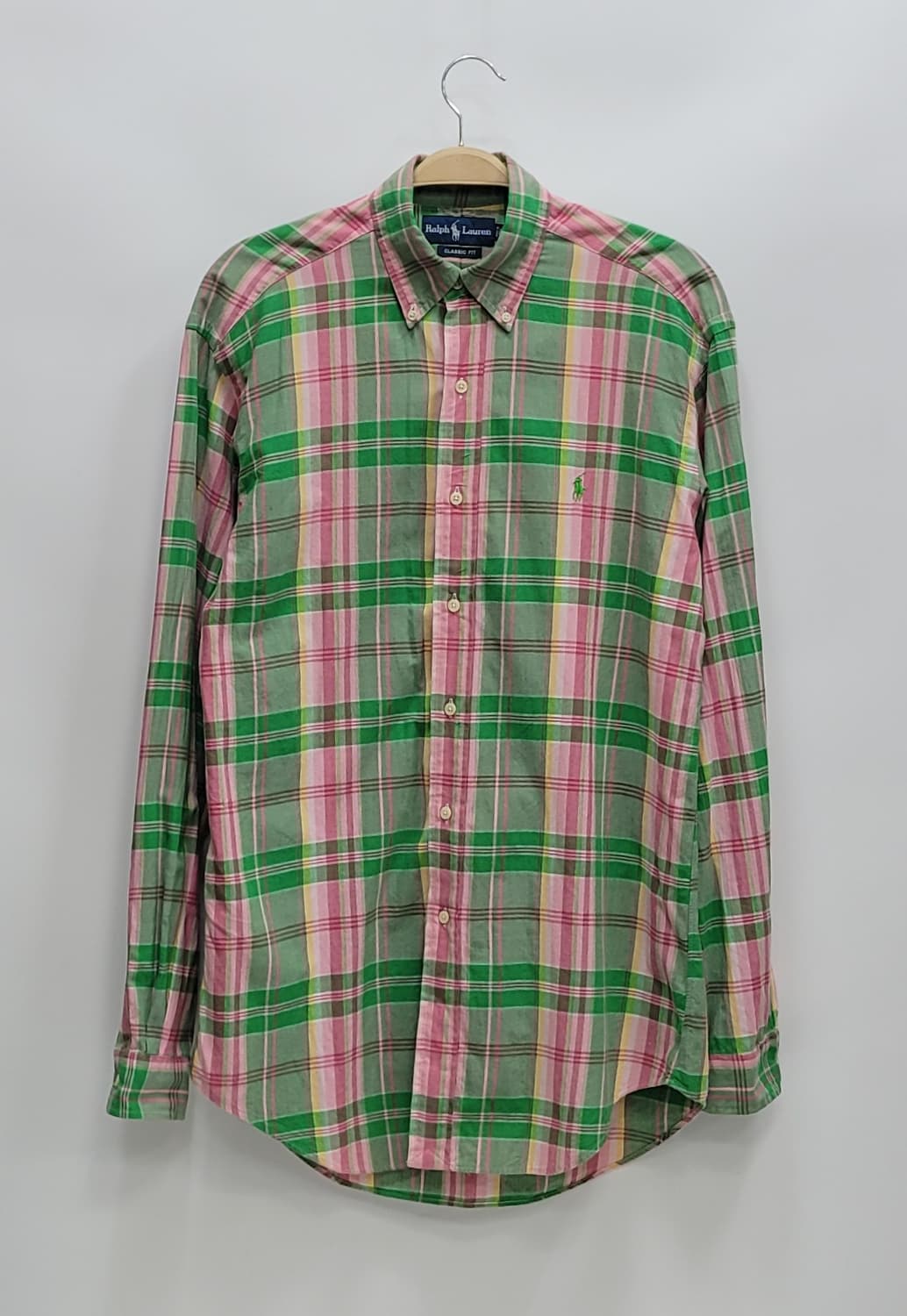 POLO 폴로 랄프로렌 클레식핏 체크 셔츠 / 남 15 M 그린 핑크
 상품이미지1