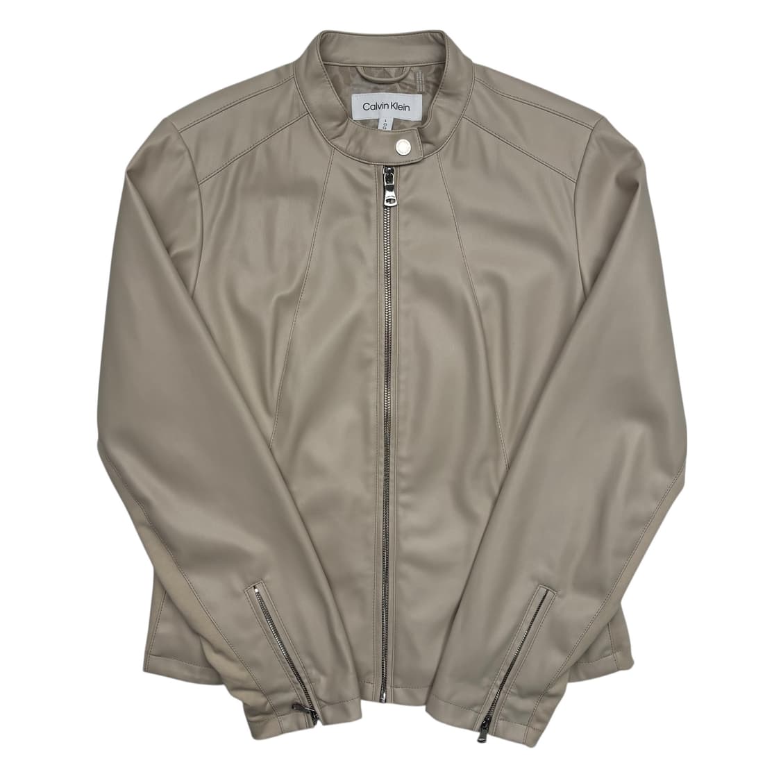 캘빈 클라인 아이보리 레더 바이커 자켓 L 상품이미지1