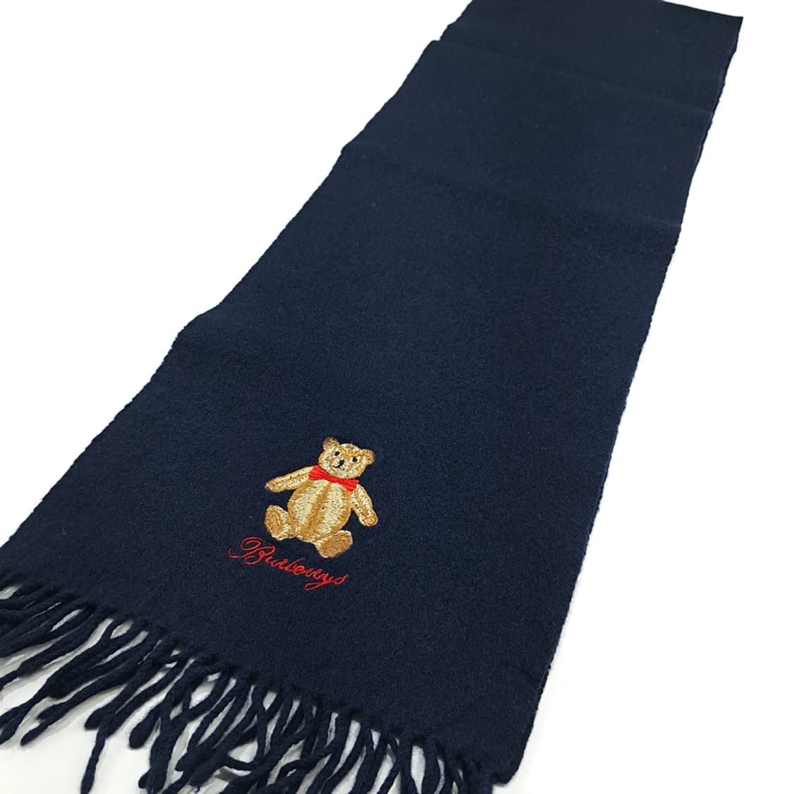 MX268 버버리 90s 베어 자수 램스울 목도리 머플러 상품이미지6