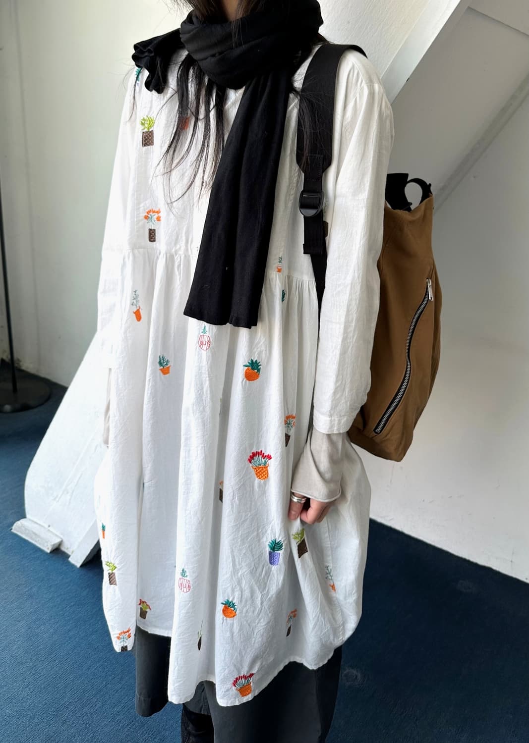 Natural cotton design stitch onepiece 상품이미지4