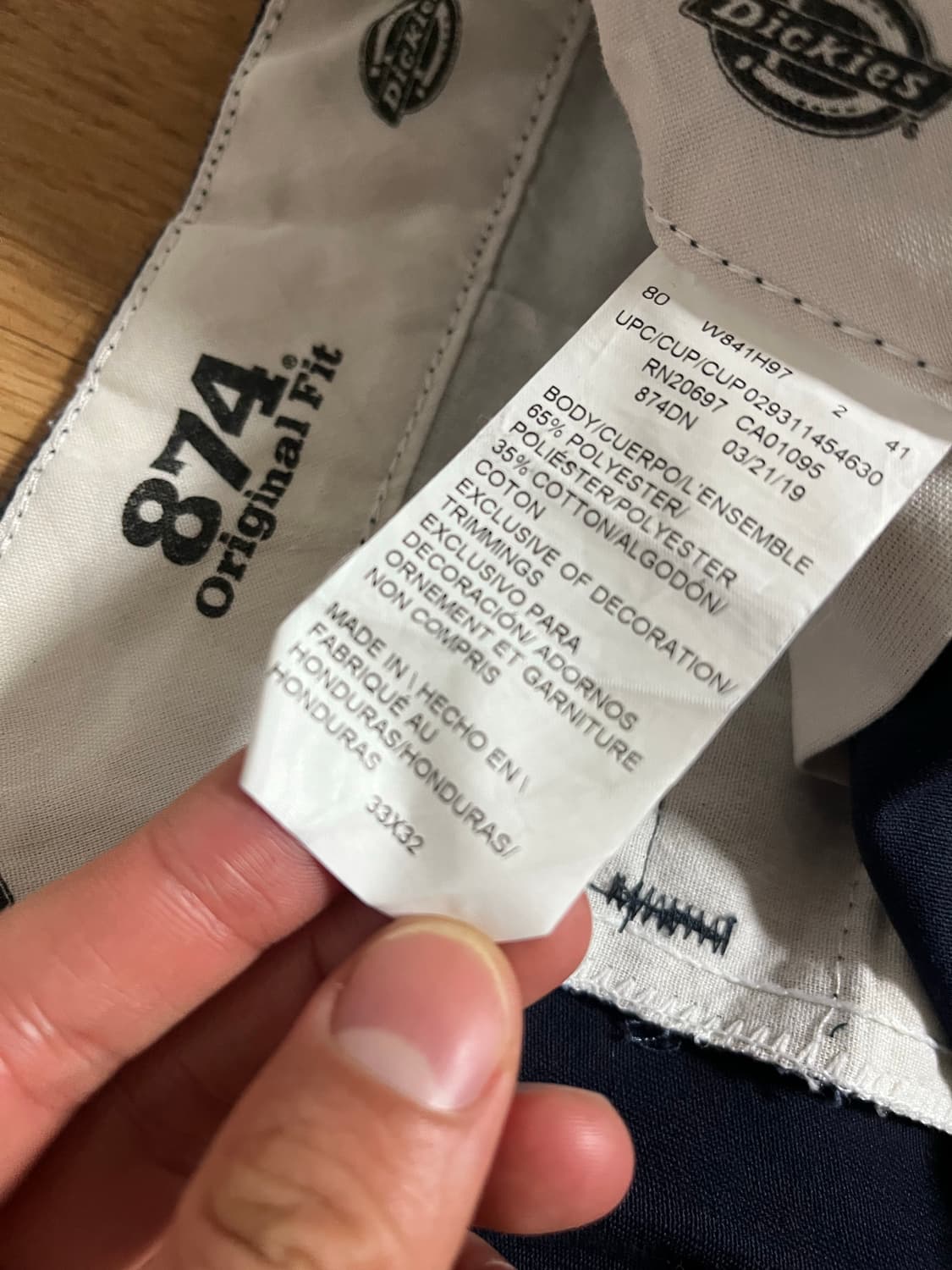 디키즈 874 네이비 33x32 치노팬츠 면바지 상품이미지2