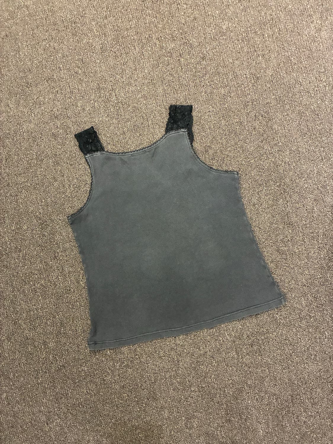 M)Japanese vintage 여성 레이스 디테일 차콜 나시 상품이미지5