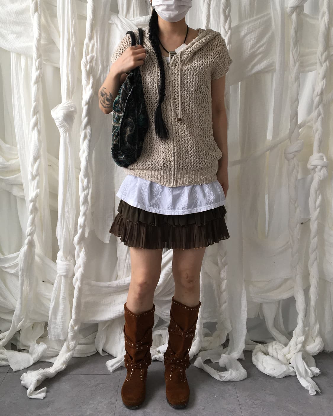 Summer knit hood zip up 상품이미지8