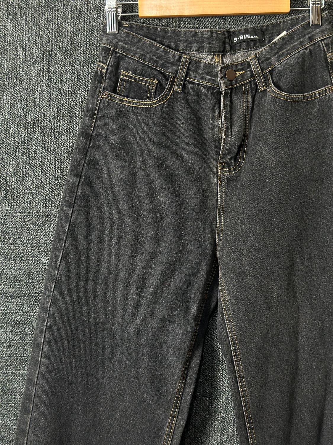 S-BIN JEANS 흑청 와이드 데님 팬츠 M 상품이미지3