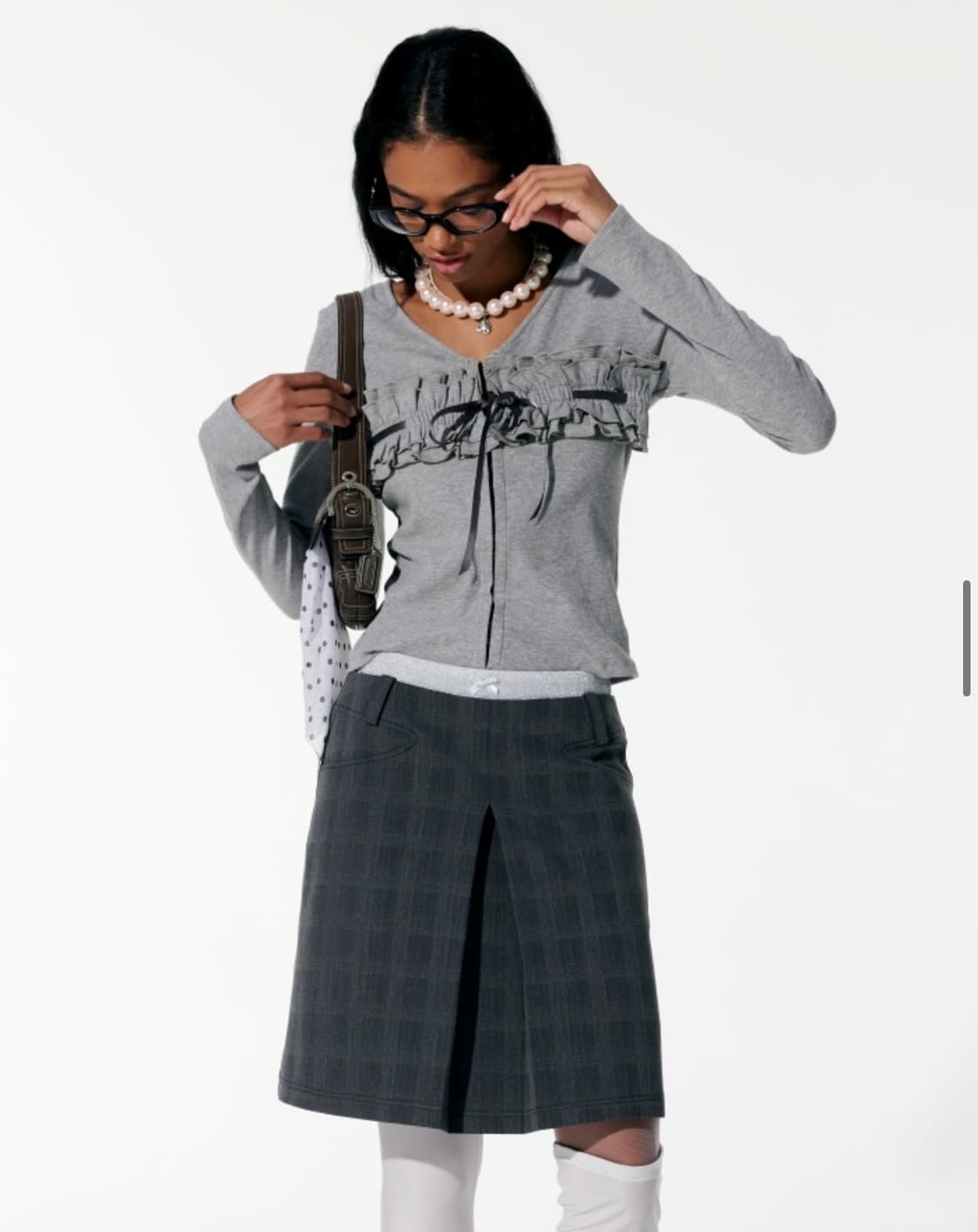 오운서(구 런웨이티켓) 타임리스 타탄체크 미디스커트 M 상품이미지3