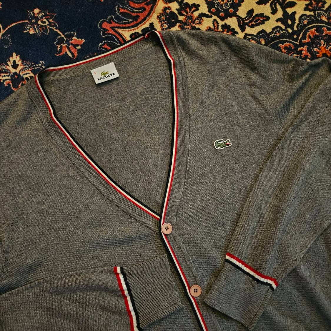 라코스테(Lacoste) 사이드라인 배색 가디건 5size 상품이미지2
