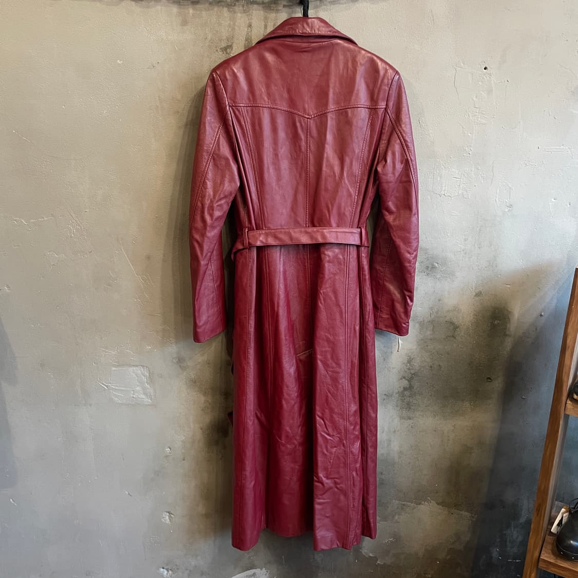 버건디 레더 트렌치 코트 상품이미지7