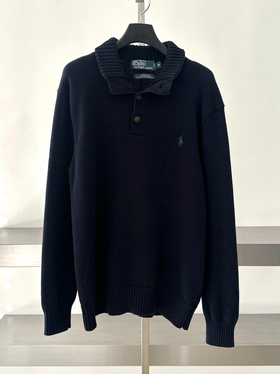 폴로 랄프로렌 네이비 버튼 카라 니트 상품이미지3
