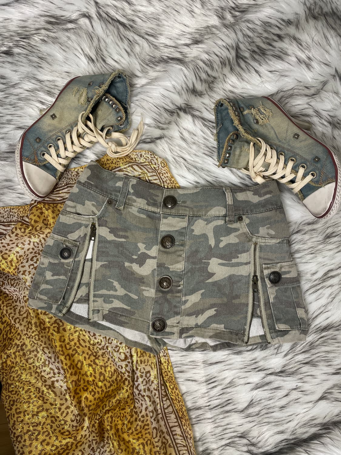 빈티지 카모 카고 스커트 팬츠 상품이미지1