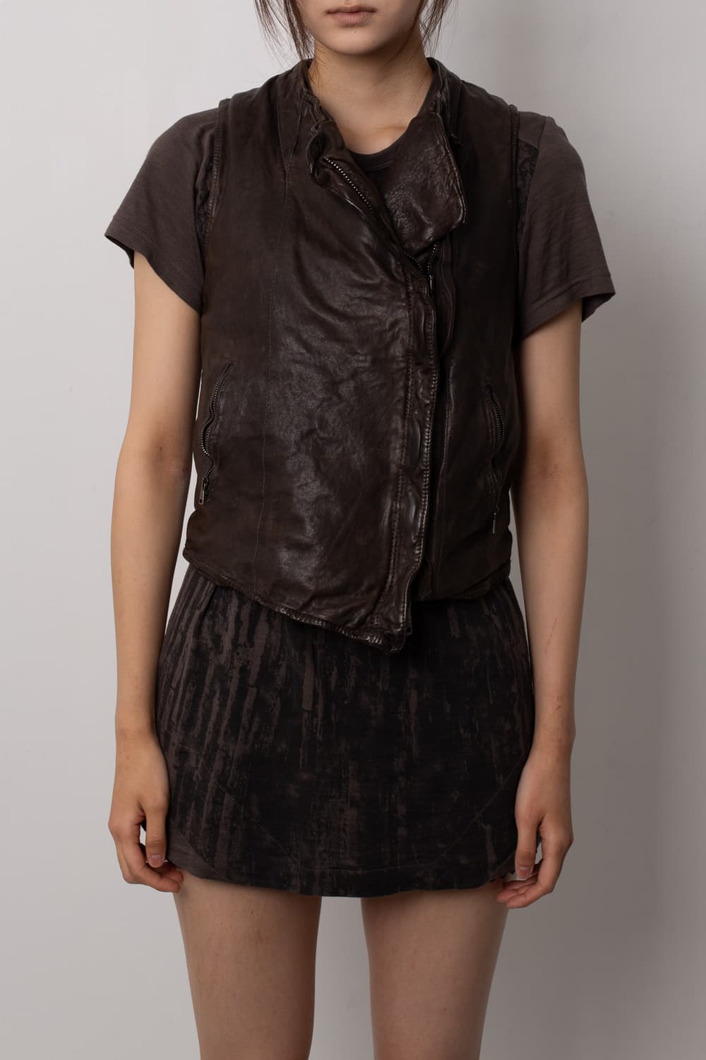 GIORGIO BRATO ASYMMETRICAL LEATHER VEST 상품이미지3