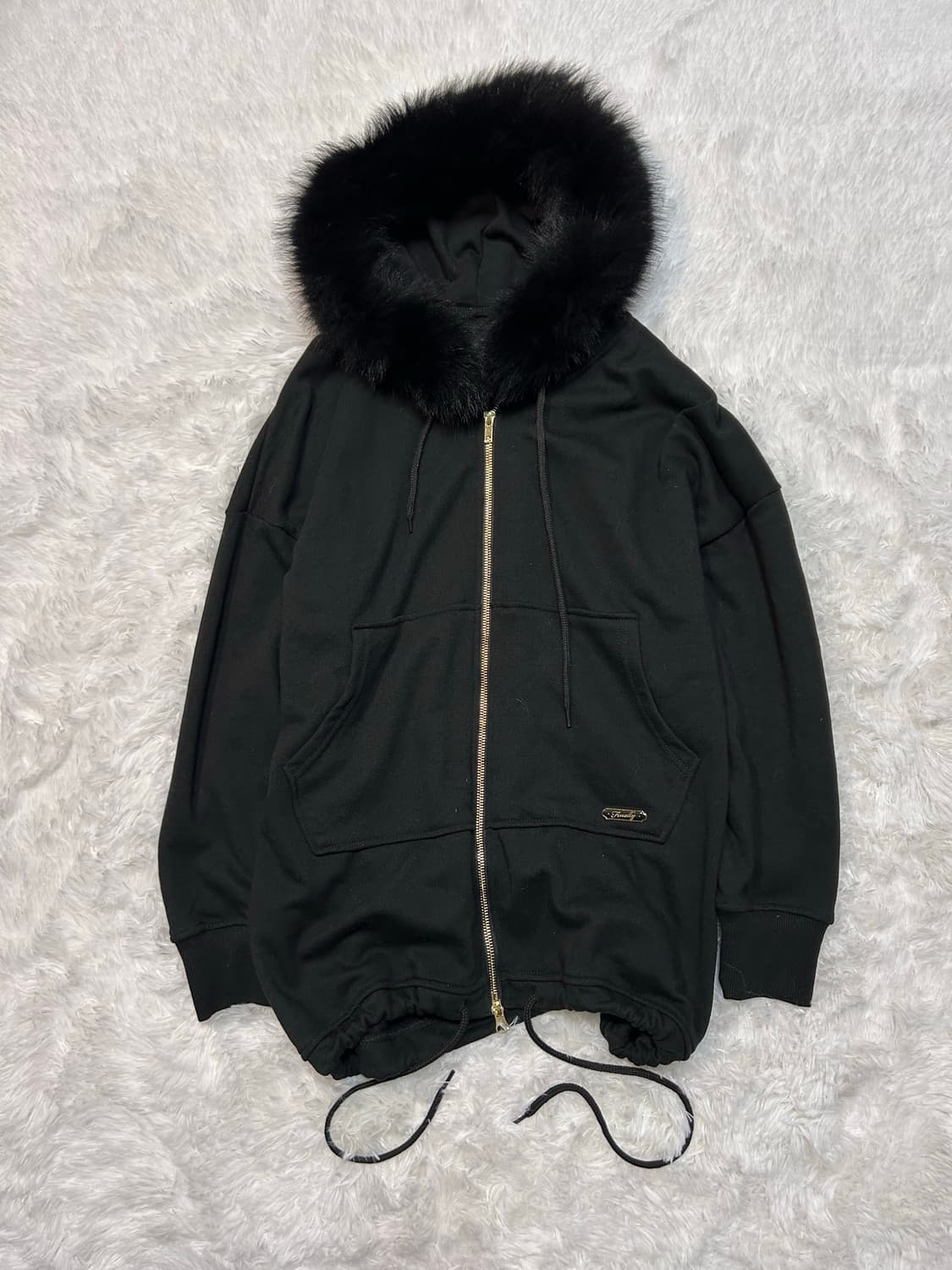 black fur gold two-way hood zip-up 상품이미지3