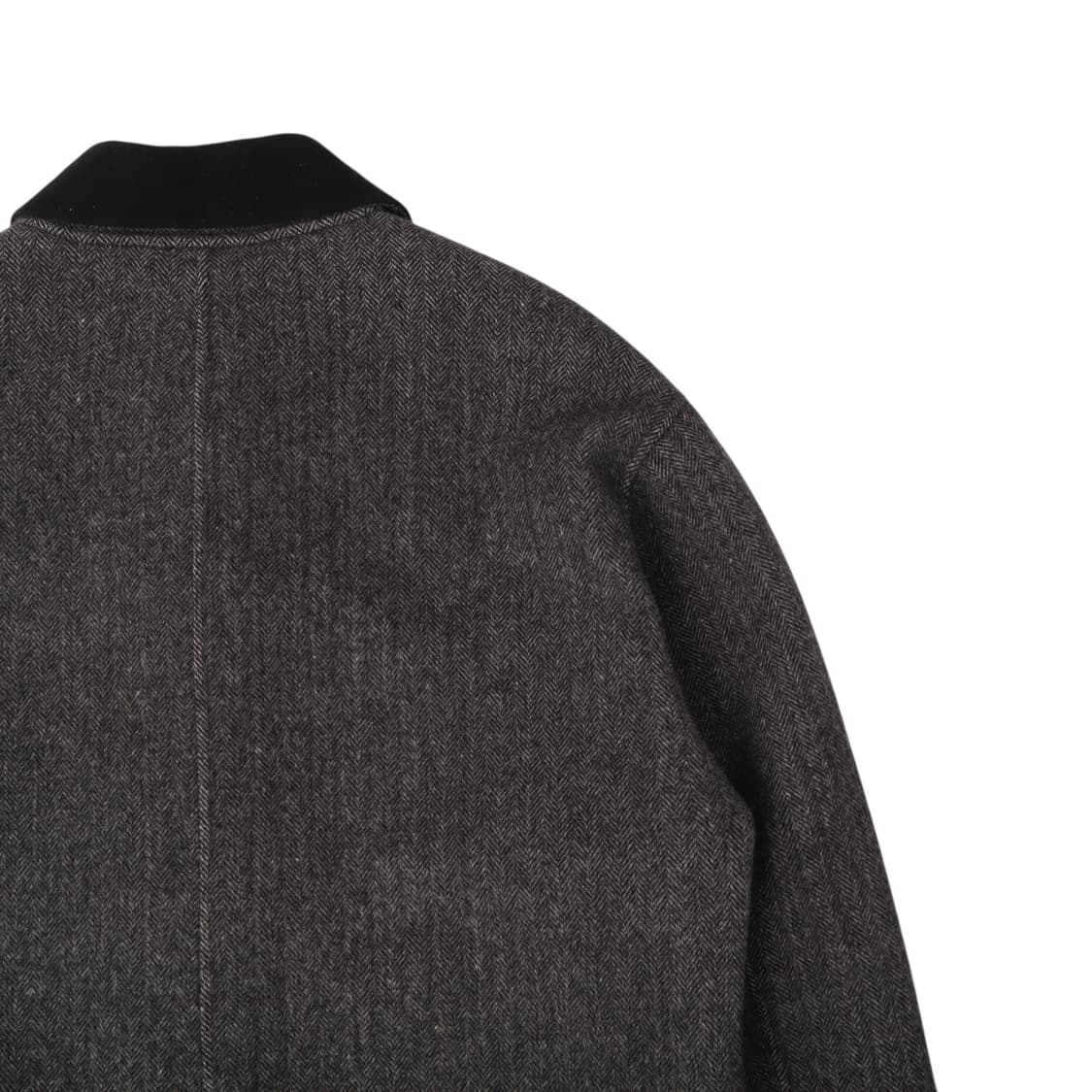 입생로랑 헤링본 배색 카라 울 앙고라 하프 코트 상품이미지6