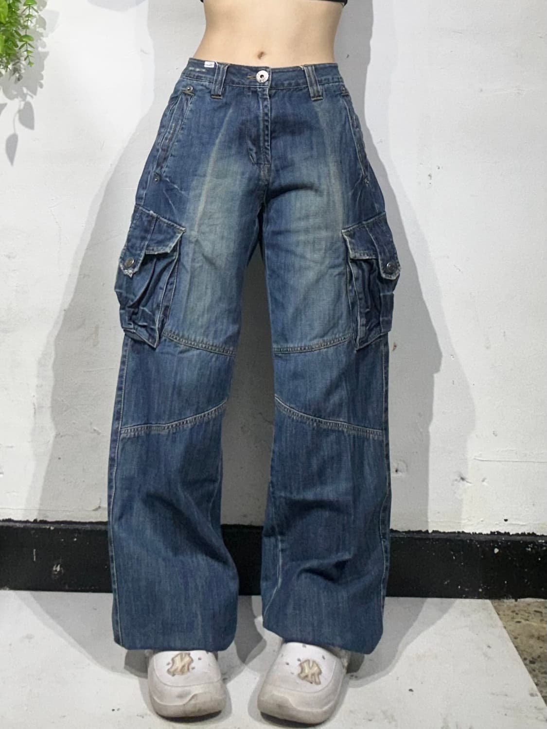 May Pole 빈티지 중청 대장급 데님 카고 팬츠 와이드 포켓 청바지  상품이미지2