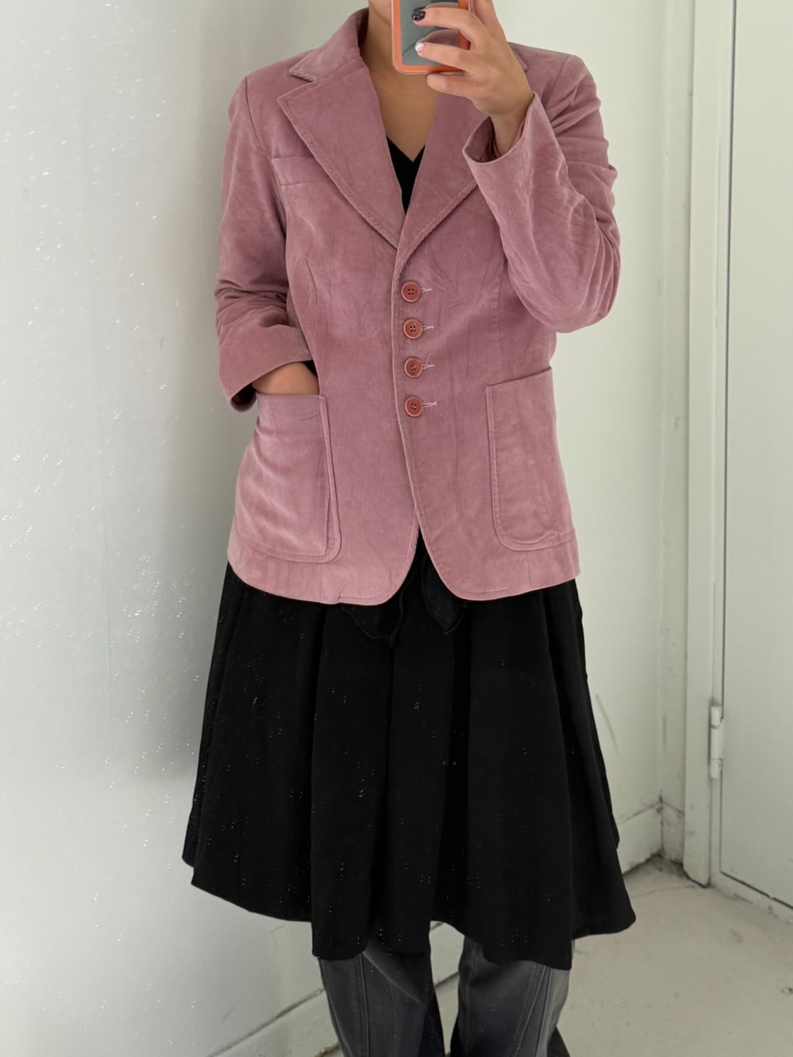 일본빈티지 핑크 클래식 코듀로이 블레이저 상품이미지2