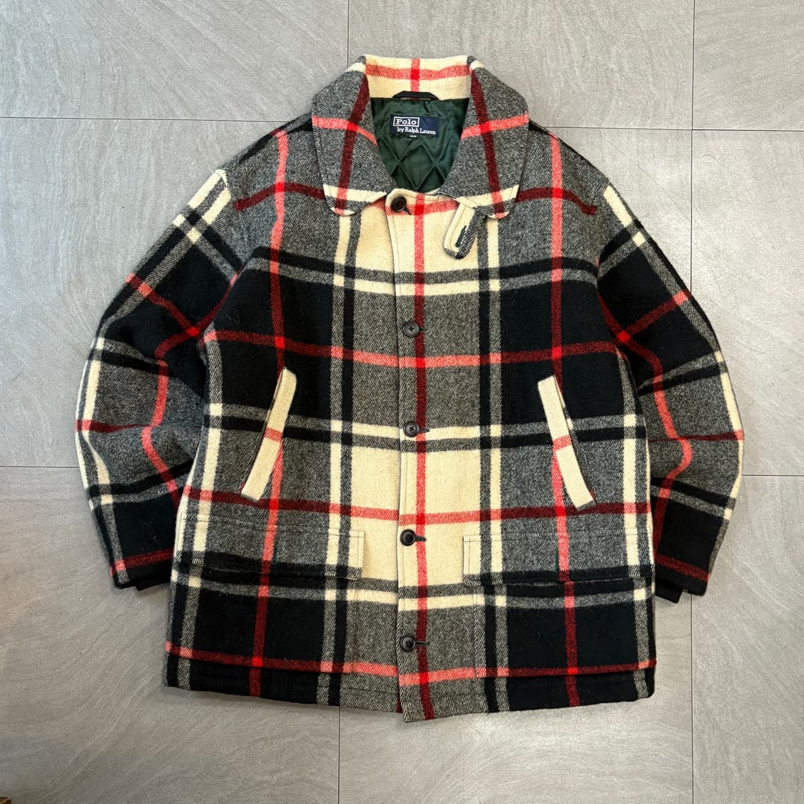 90s 90년대 일경물산 폴로 울 하프 코트 자켓 상품이미지1