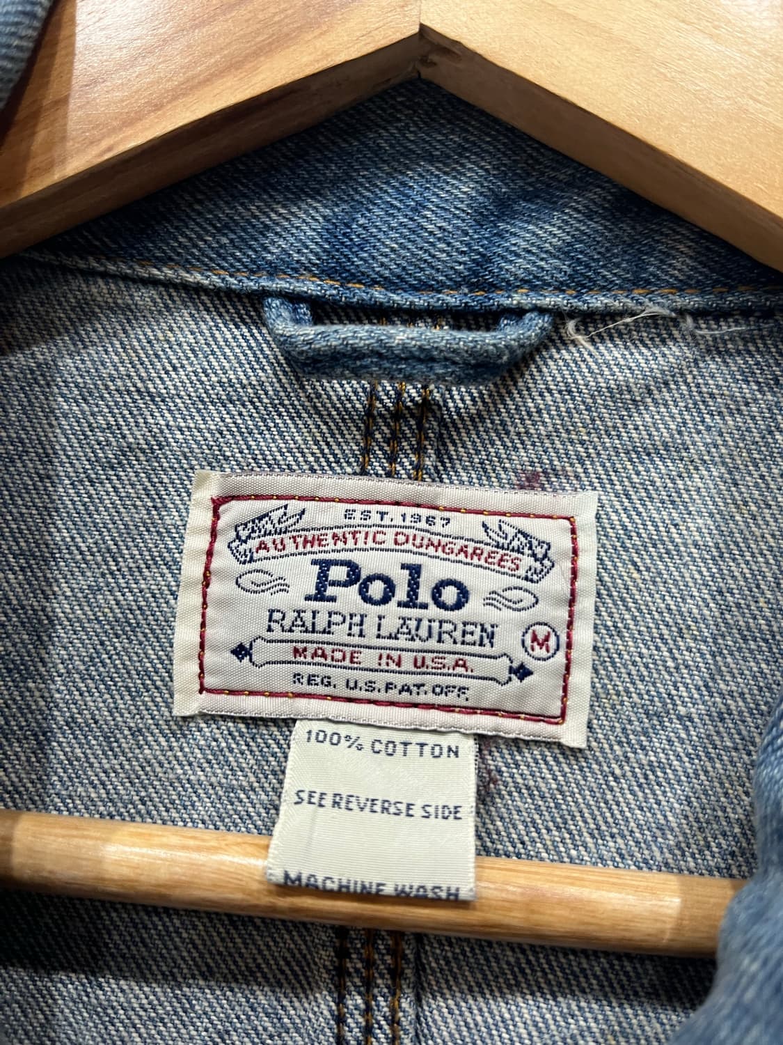 90년대 폴로랄프로렌 DUNGAREES 던가리 데님자켓 USA made 상품이미지4