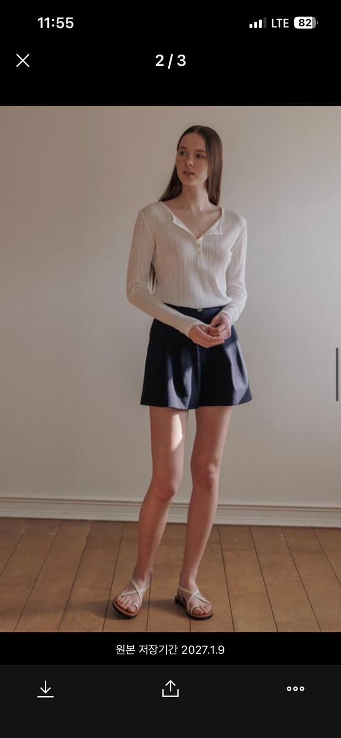 타낫 핀턱 코튼 쇼츠 상품이미지3