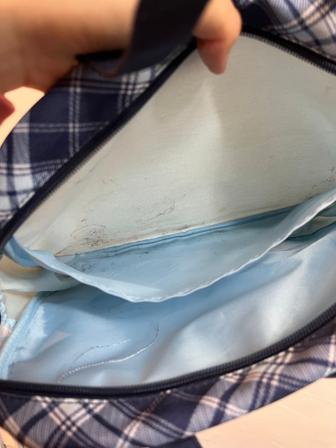 폼포넷 블루 체크리본 핸드백 🌀 상품이미지3