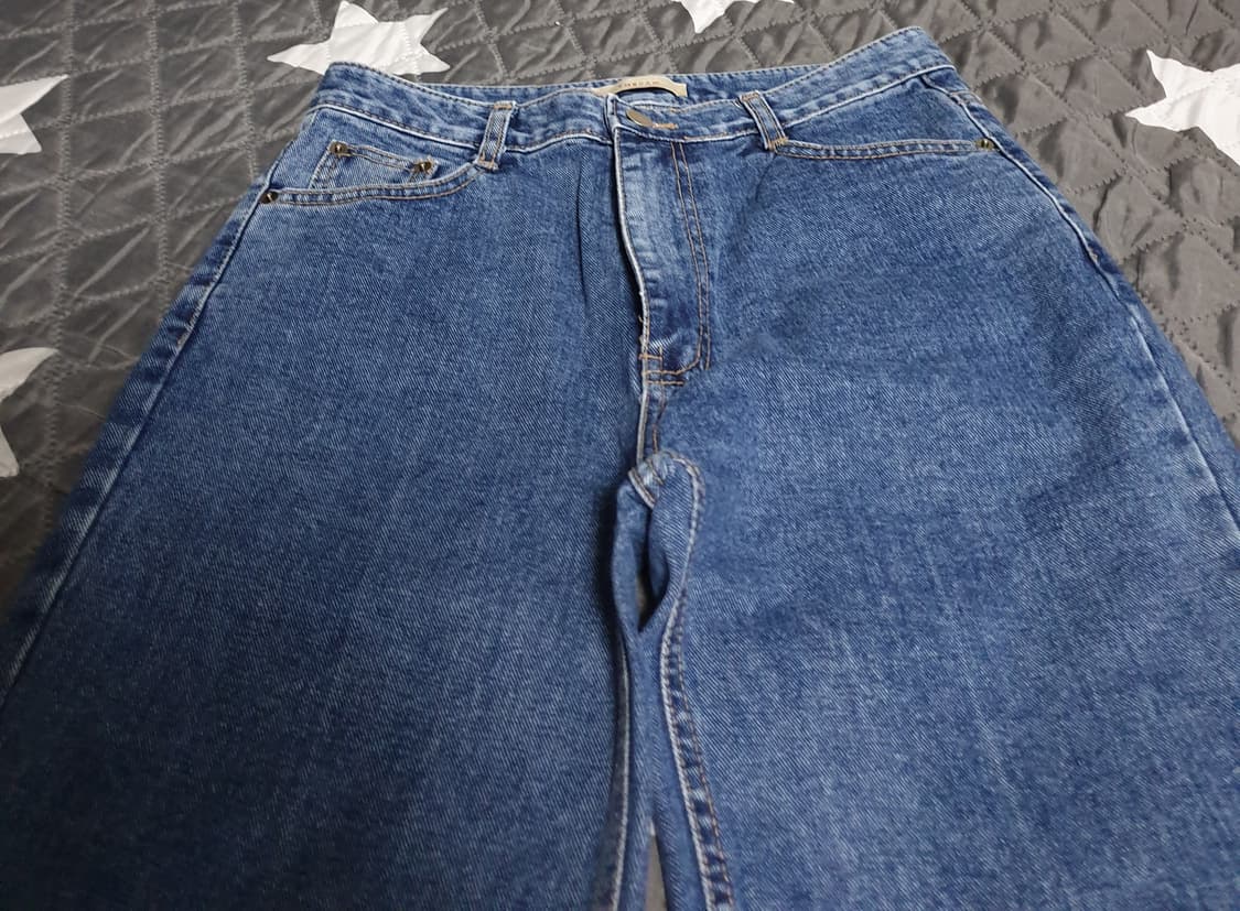 THERAW 밑단컷팅 크롭 와이드 데님팬츠 (L) 상품이미지2