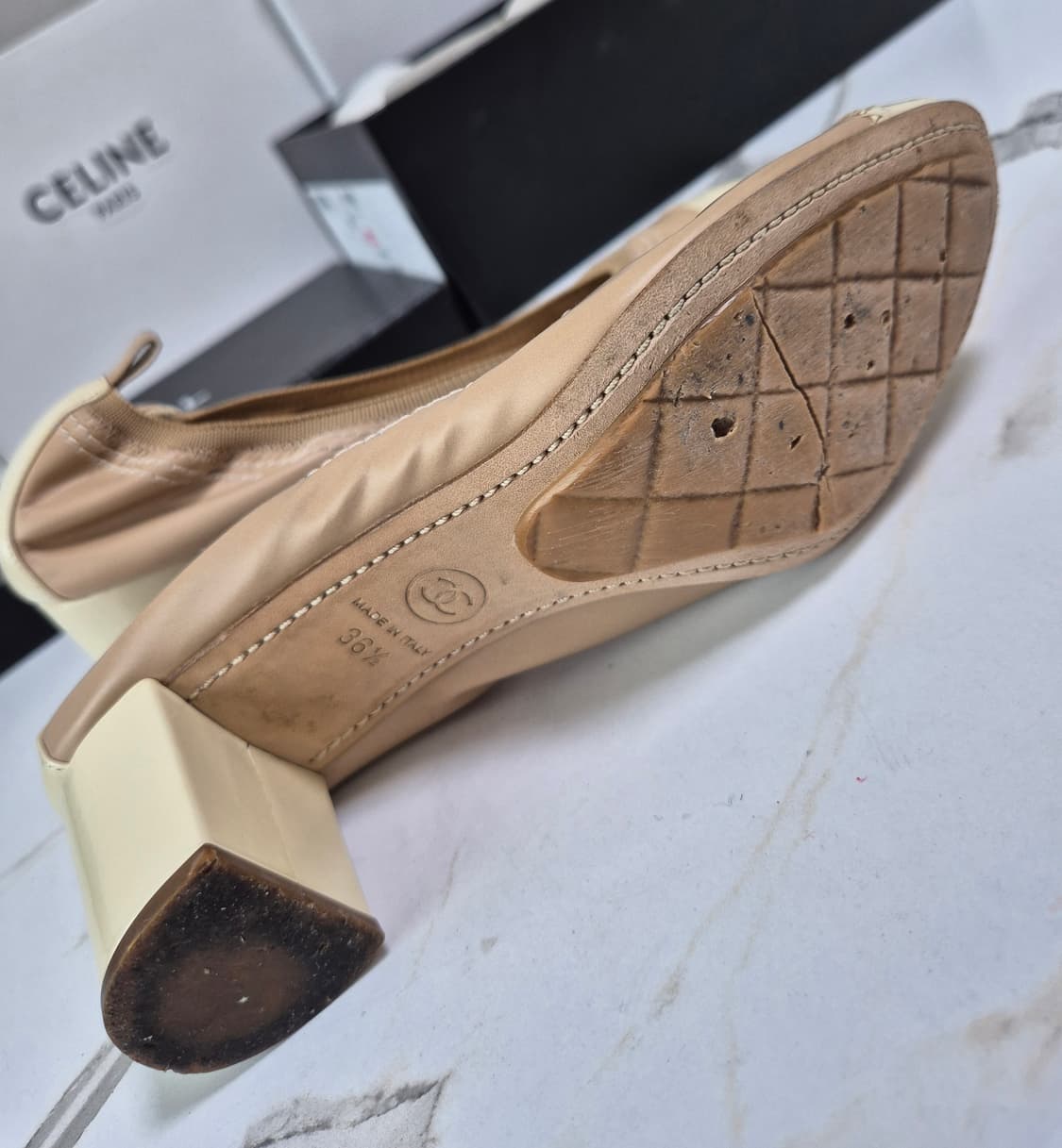 (정품) 샤넬 아이보리 페이던트 밴딩 구두 36.5 상품이미지7