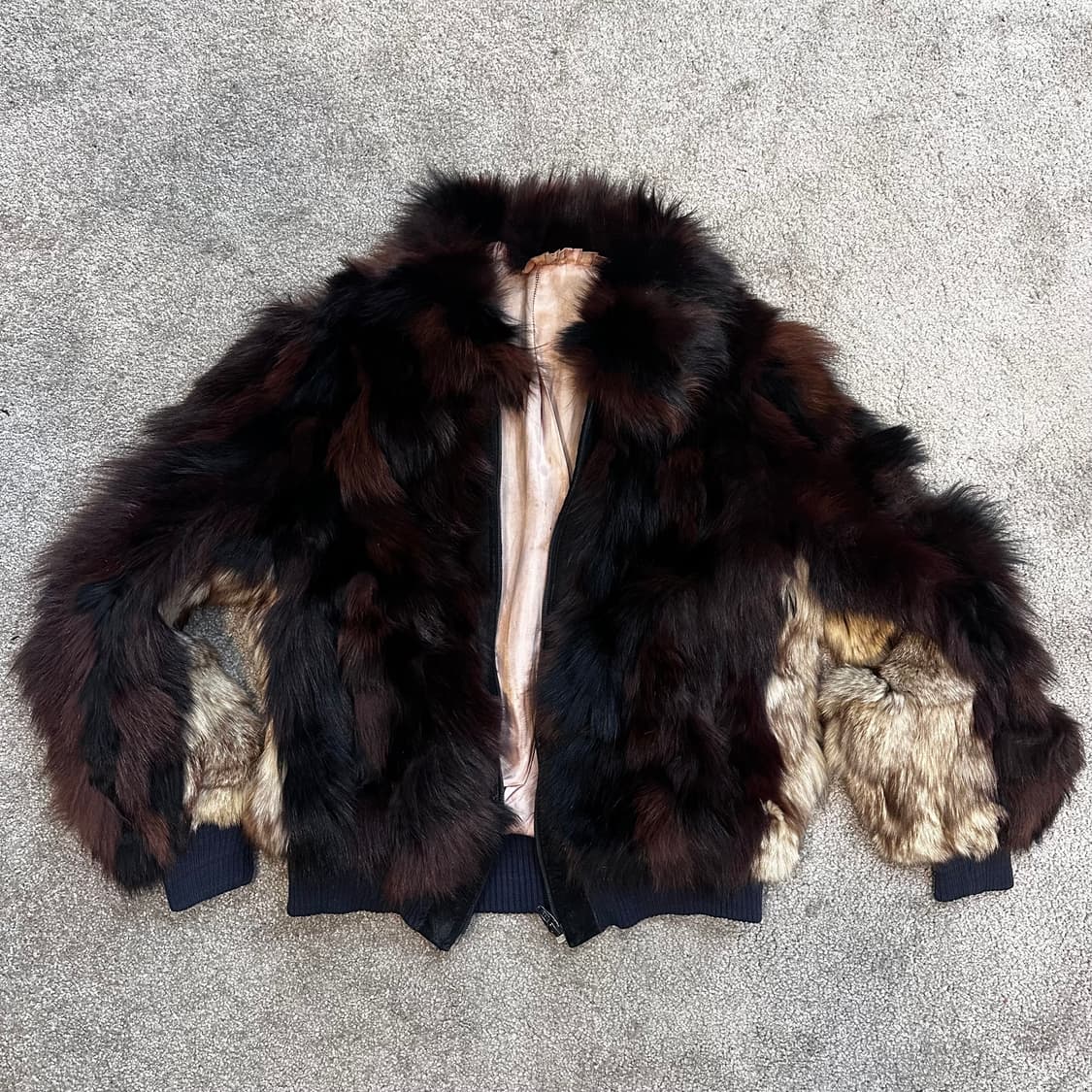 한양모피 브라운/베이지 믹스컬러 사가폭스 집업M 상품이미지4