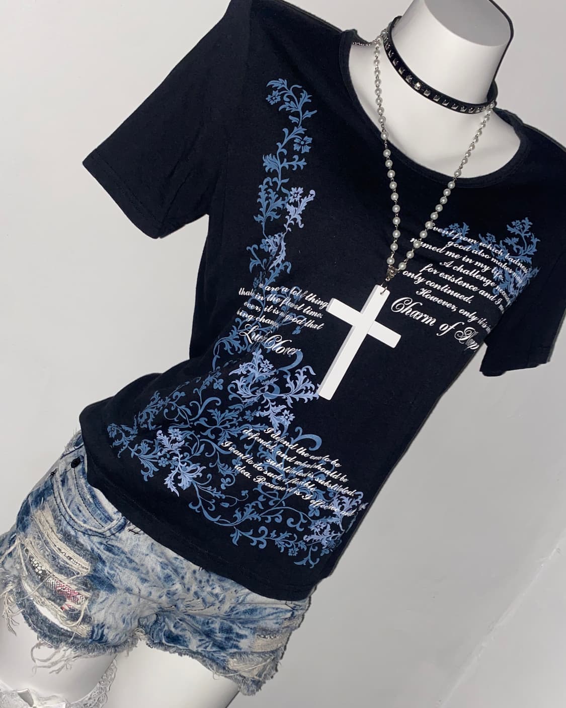CECCHINI blue Floral y2k T-shirt  상품이미지2