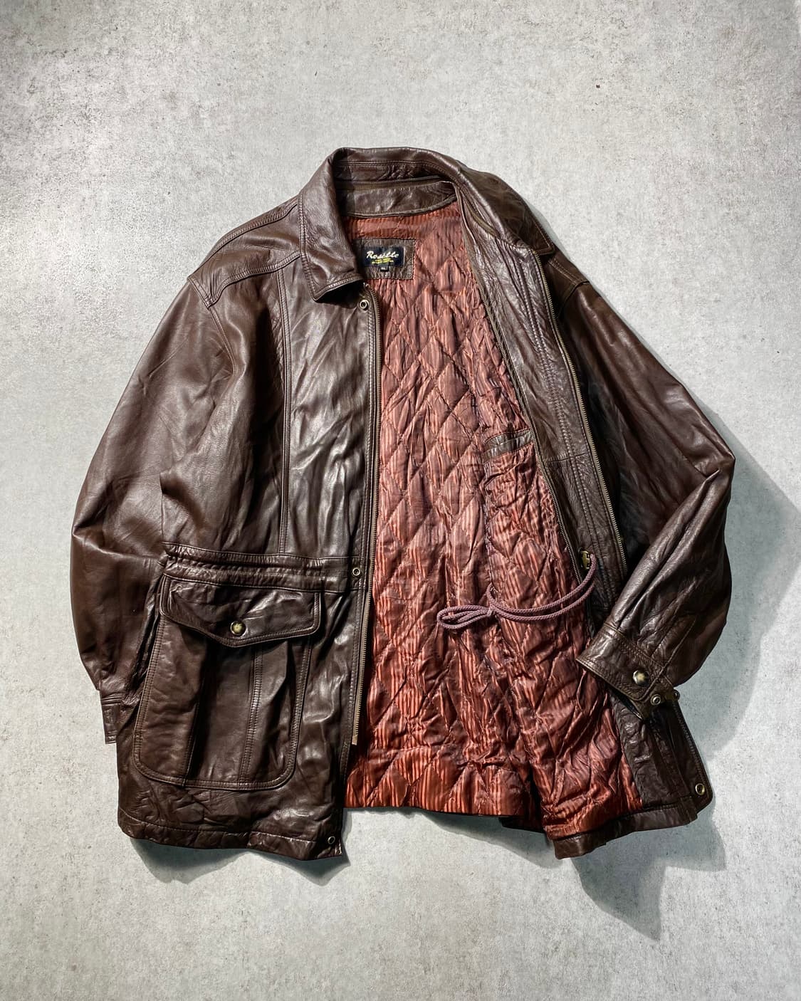 [XL] 90s Vintage 빈티지 브라운 양가죽 레더 코트 상품이미지4