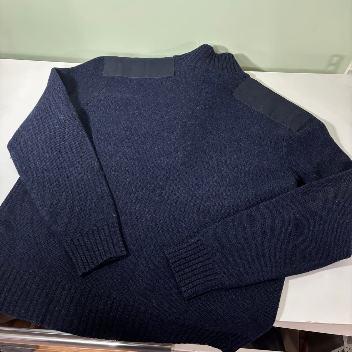 100 L 폴로랄프로렌 네이비 모100% 어깨패치 헨리넥니트 상품이미지5