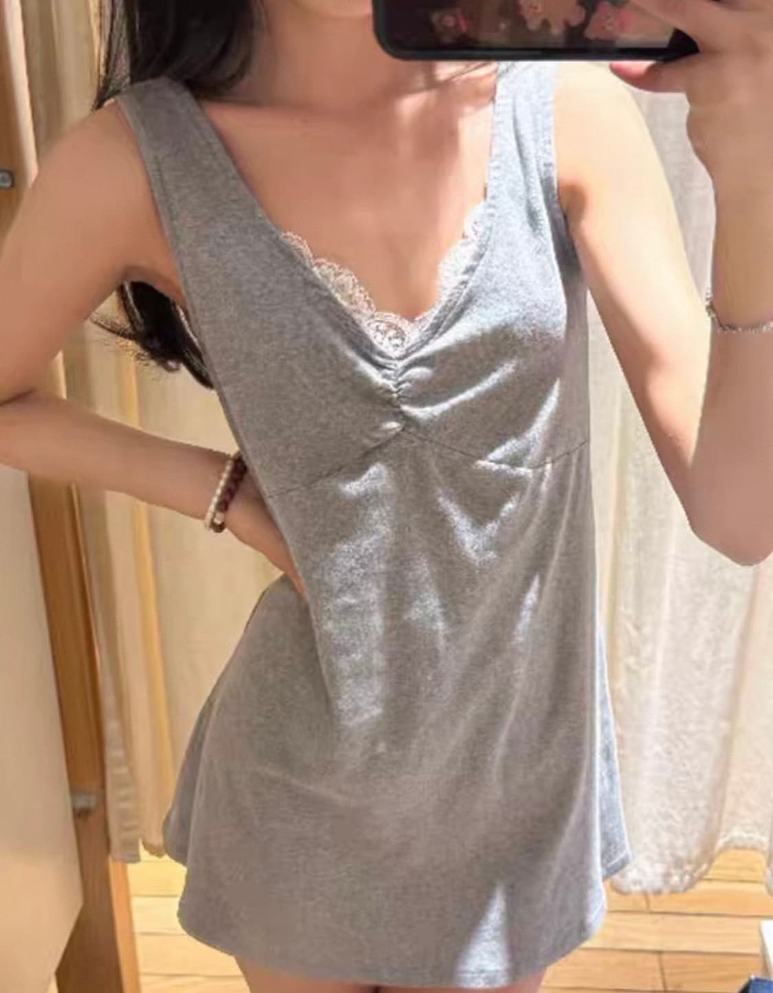 브랜디멜빌 그레이 셔링 나시 원피스 슬리브리스 상품이미지3